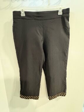 Courtenay Black Stretch Capri Pants with Gold Accent Studs